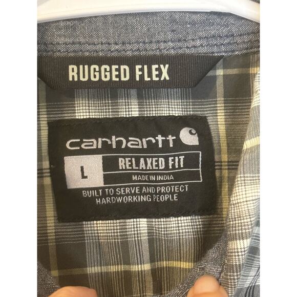 Carhartt Men's Short Sleeve Button Down Plaid Shirt Relaxed Fit Size L - Picture 8 of 8
